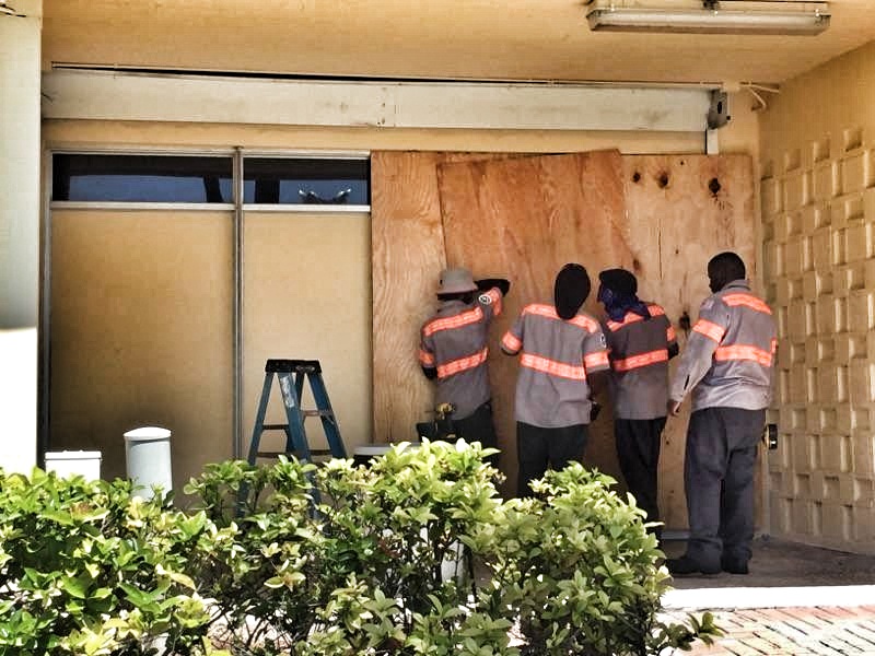 Preparation: Boarding Up Windows and Doors on Buildings