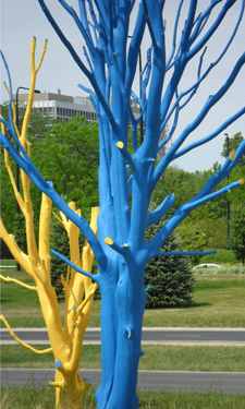 Adam Schwerner, Director of Natural Resources for the Chicago Park District, dreamed up the idea of painting trees slated for removal to draw attention to the city's urban forest.