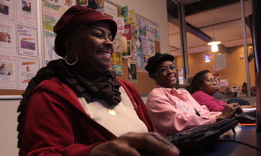 A computer class at a Mather LifeWays Cafe facility