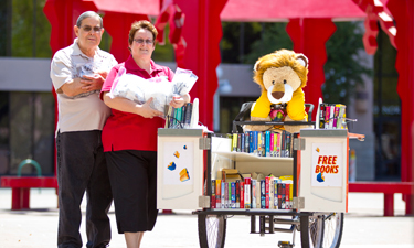 Volunteer bike librarians support reading for everyone.