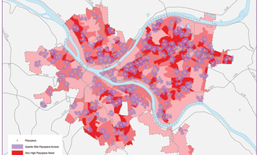 KaBOOM! has been working on the Map of Play, a play desert mapping initiative, and is collaborating with cities like Pittsburgh to identify and direct resources to play deserts.