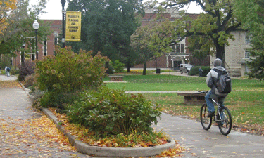 Biking is not only recreation, it’s a way of life for many people, including this student at the University of Wisconsin-Oshkosh.