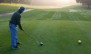 Here, the author enjoys a spot of golf at Waukesha County’s Naga-Waukee War Memorial Golf Course.  